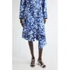 Dries Van Noten Solade Abstract Print Cotton Poplin Midi Skirt In Blue