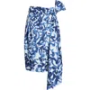Dries Van Noten Solade Abstract Print Cotton Poplin Midi Skirt In Blue