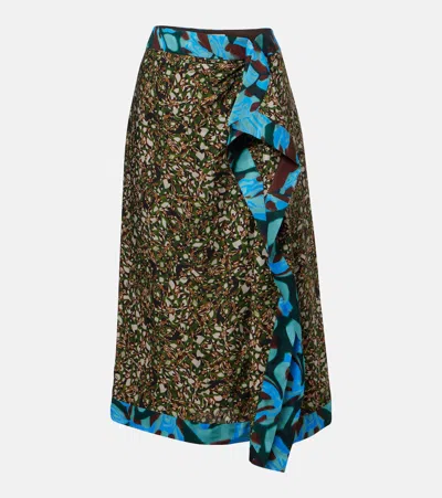 Dries Van Noten Sole Printed Midi Skirt In Green