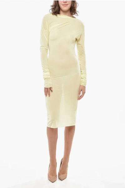 Dries Van Noten Solid Color Bodycon Long Dress In Neutral