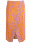 Dries Van Noten Somina Embroidered Pencil Midi Skirt In Orange