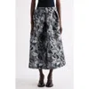 Dries Van Noten Soni Abstract Floral Jacquard Pleated A-line Midi Skirt In Gray
