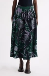 Dries Van Noten Soni Abstract Floral Jacquard Pleated Crepe A-line Midi Skirt In Green