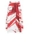 Dries Van Noten Tulip Petal Print Cotton A-line Soni Midi Skirt In Red