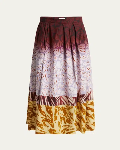 DRIES VAN NOTEN SONI MIXED-PRINT PLEATED SKIRT