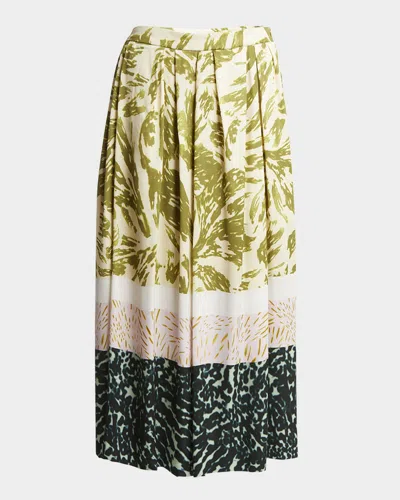 DRIES VAN NOTEN SONI MULTI-PRINT PLEATED MIDI SKIRT
