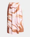 Dries Van Noten Printed Gathered Cotton Midi Skirt In Brown