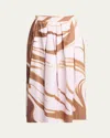Dries Van Noten Printed Gathered Cotton Midi Skirt In Brown
