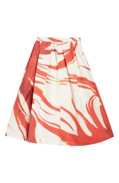Dries Van Noten Soni Tulip Petal Pleated Cotton Poplin Skirt In Red