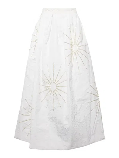 Dries Van Noten Sonie Midi Skirt In Taffeta In White