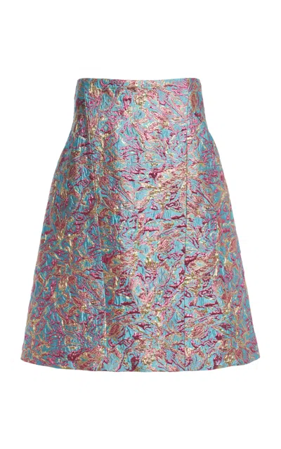 Dries Van Noten Sosy Floral Jacquard-lamé Midi Skirt In Multi