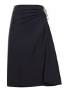 Dries Van Noten Sovora Wool Midi Skirt In Blue