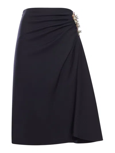 Dries Van Noten Sovora Wool Midi Skirt In Blue