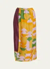 Dries Van Noten Spa Printed Midi Skirt In Orange