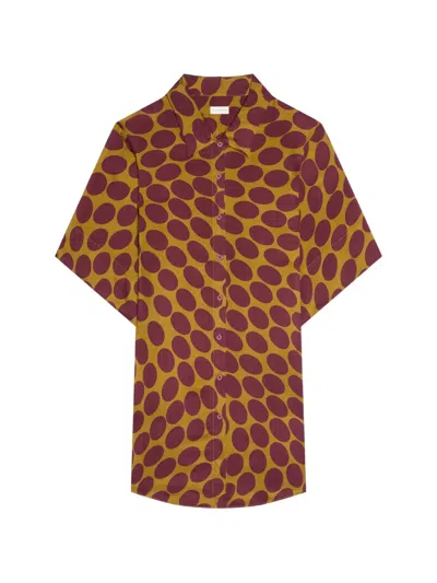 Dries Van Noten Spot-print Shirt Dress In Yellow