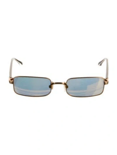 Pre-owned Dries Van Noten Square Mirrored Sunglasses In Gold
