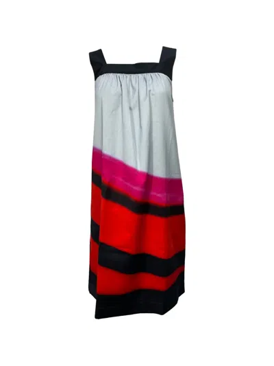 Pre-owned Dries Van Noten Square-neck Printed Dress In Gray