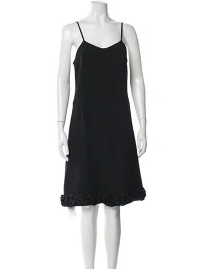 Pre-owned Dries Van Noten Square Neckline Knee-length Dress In Black