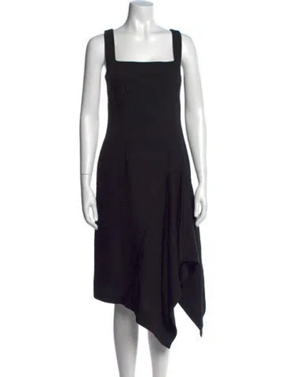 Pre-owned Dries Van Noten Square Neckline Midi Length Dress In Black