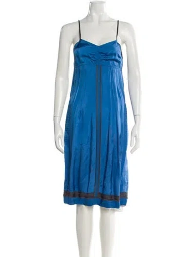 Pre-owned Dries Van Noten Square Neckline Midi Length Dress In Blue