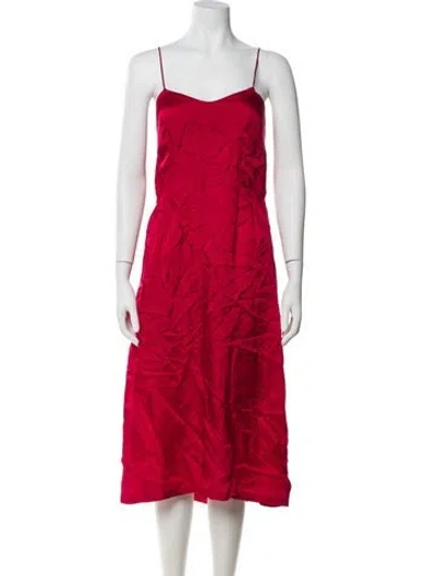 Pre-owned Dries Van Noten Square Neckline Midi Length Dress In Pink