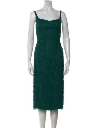 Pre-owned Dries Van Noten Square Neckline Midi Length Dress W/ Tags In Green