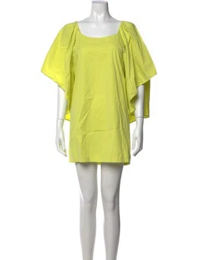 Pre-owned Dries Van Noten Square Neckline Mini Dress W/ Tags In Green