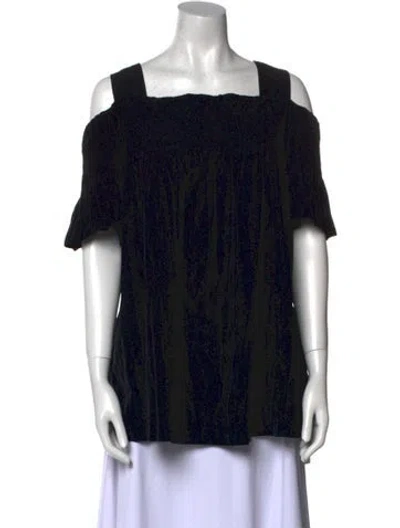 Pre-owned Dries Van Noten Square Neckline Short Sleeve Blouse In Black
