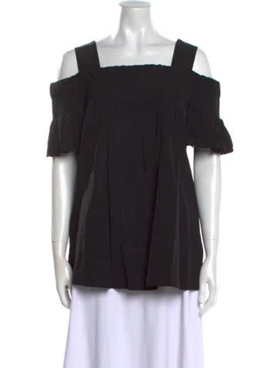 Pre-owned Dries Van Noten Square Neckline Short Sleeve Blouse In Black