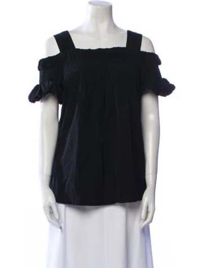 Pre-owned Dries Van Noten Square Neckline Short Sleeve Blouse In Black