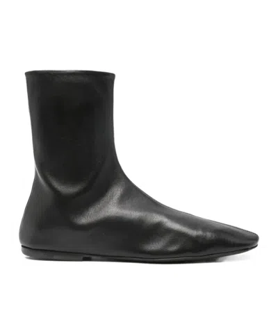 Dries Van Noten Square Toe Ankle Boots In Black