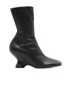Dries Van Noten Women Black Ankle Boots With Rounded Toe In Leather Woman In Black