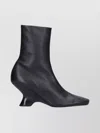 Dries Van Noten Pointed Toe Ankle Boots With Sculptural Heel In Black