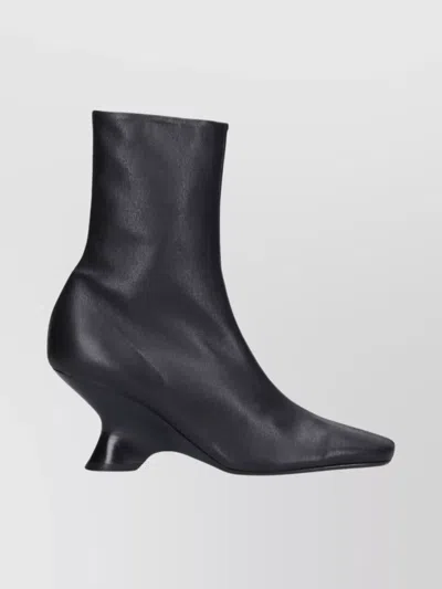 DRIES VAN NOTEN SQUARE TOE ANKLE BOOTS WITH UNIQUE HEEL