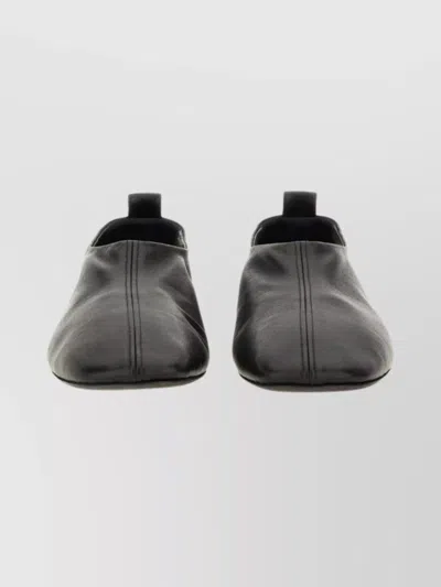 Dries Van Noten Square Toe Leather Ballerina Shoes In Black