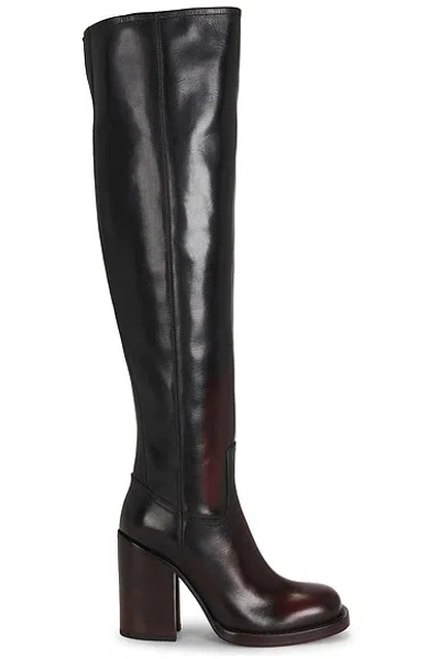 Dries Van Noten Square Toe Over The Knee Boot In Brown