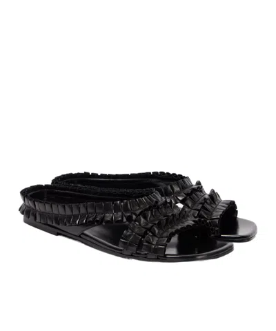 Dries Van Noten Square Toe Slippers In Black