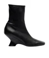 Dries Van Noten Women Black Ankle Boots With Rounded Toe In Leather Woman In Black