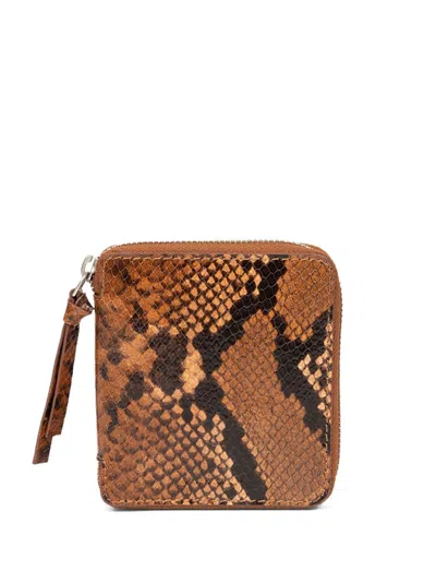 Dries Van Noten Square Zip Leather Wallet In Brown