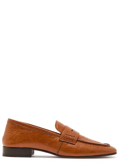 Dries Van Noten Square-toe Leather Loafers In Brown