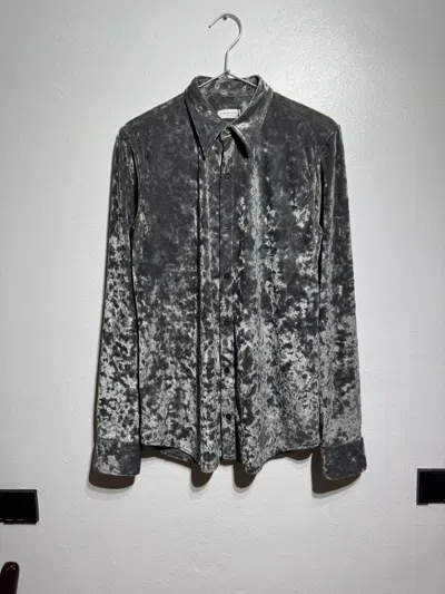Pre-owned Dries Van Noten Ss20 Crushed Velvet Shirt In Grey