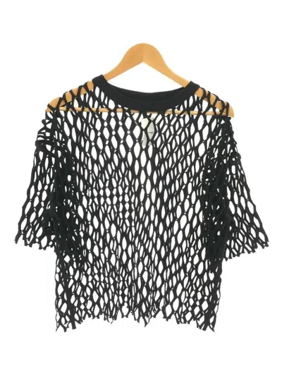 Pre-owned Dries Van Noten Ss21 Oversized Cropped Fishnet Shirt In Black