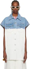 Dries Van Noten Ssense Exclusive Blue & Off-white Vassie Denim Vest In Blue/white