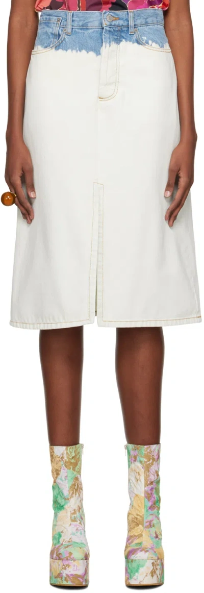 Dries Van Noten Ssense Exclusive Blue & White Shea Denim Midi Skirt In Blue/white