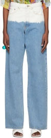 Dries Van Noten Ssense Exclusive Blue Peyton Jeans In Blue/white