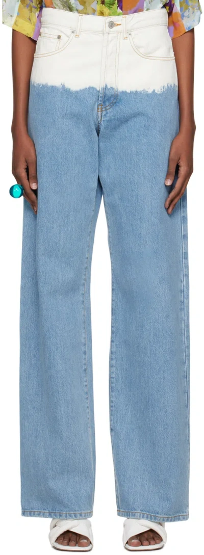 Dries Van Noten Ssense Exclusive Blue Peyton Jeans In Blue/white