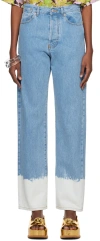 Dries Van Noten Ssense Exclusive Blue Piscos Jeans In Blue/white