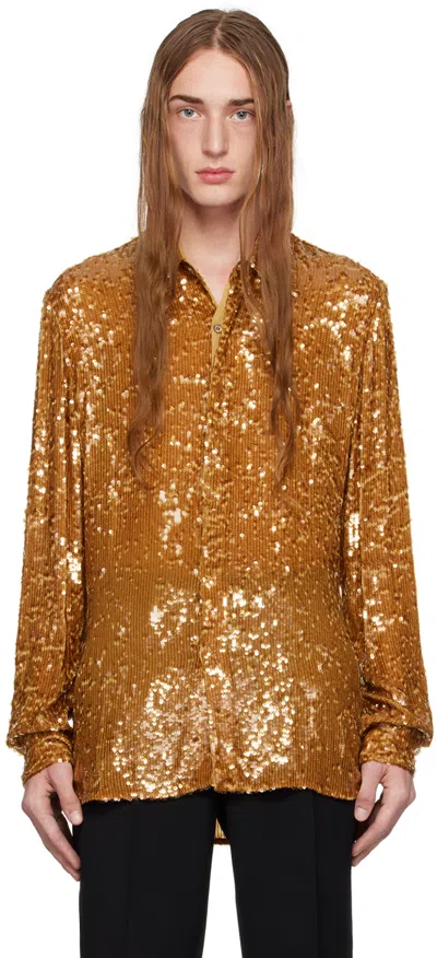 Dries Van Noten Ssense Exclusive Brown Shirt In Camel