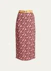 Dries Van Noten Stan Abstract Printed Maxi Skirt In Pink