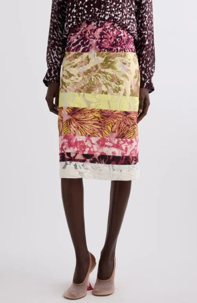 Dries Van Noten Stan Mixed Print Midi Skirt